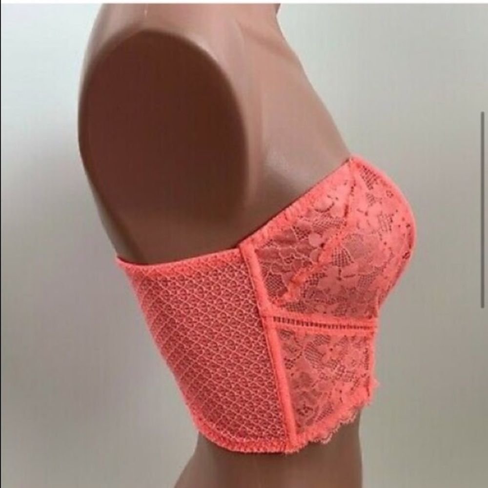 ⭐️ Victoria's Secret Dream Angels Lace Bustier Corset Bra Pink Neon NWT - Picture 3 of 8